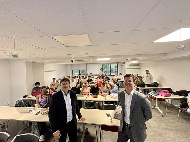 With a group of students after a session